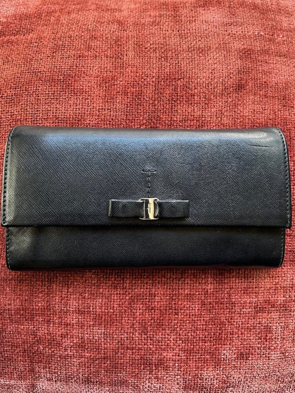 SALVATORE FERRAGAMO Vara Bow Continental Long Wallet Black